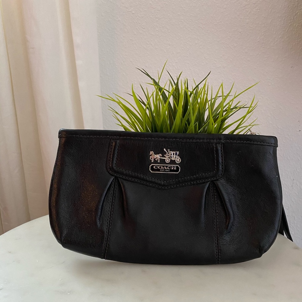 Black Leather Authentic Coach Wristlet